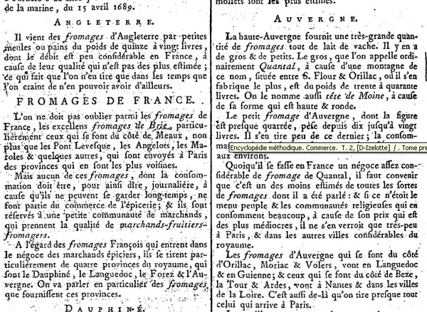 La fabrication du Cantal au XVIIIème siècle